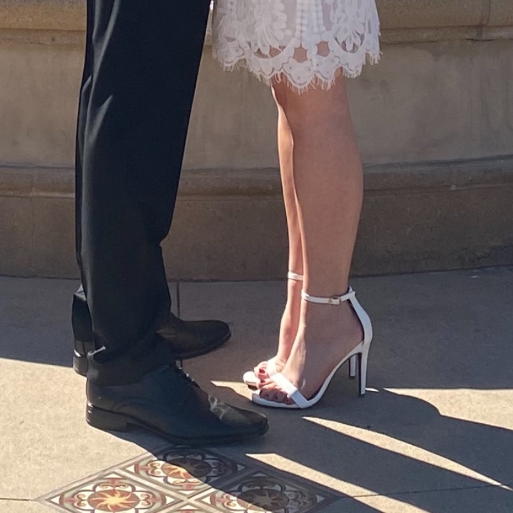 Womens White Heels Bride Wedding Size 6.5